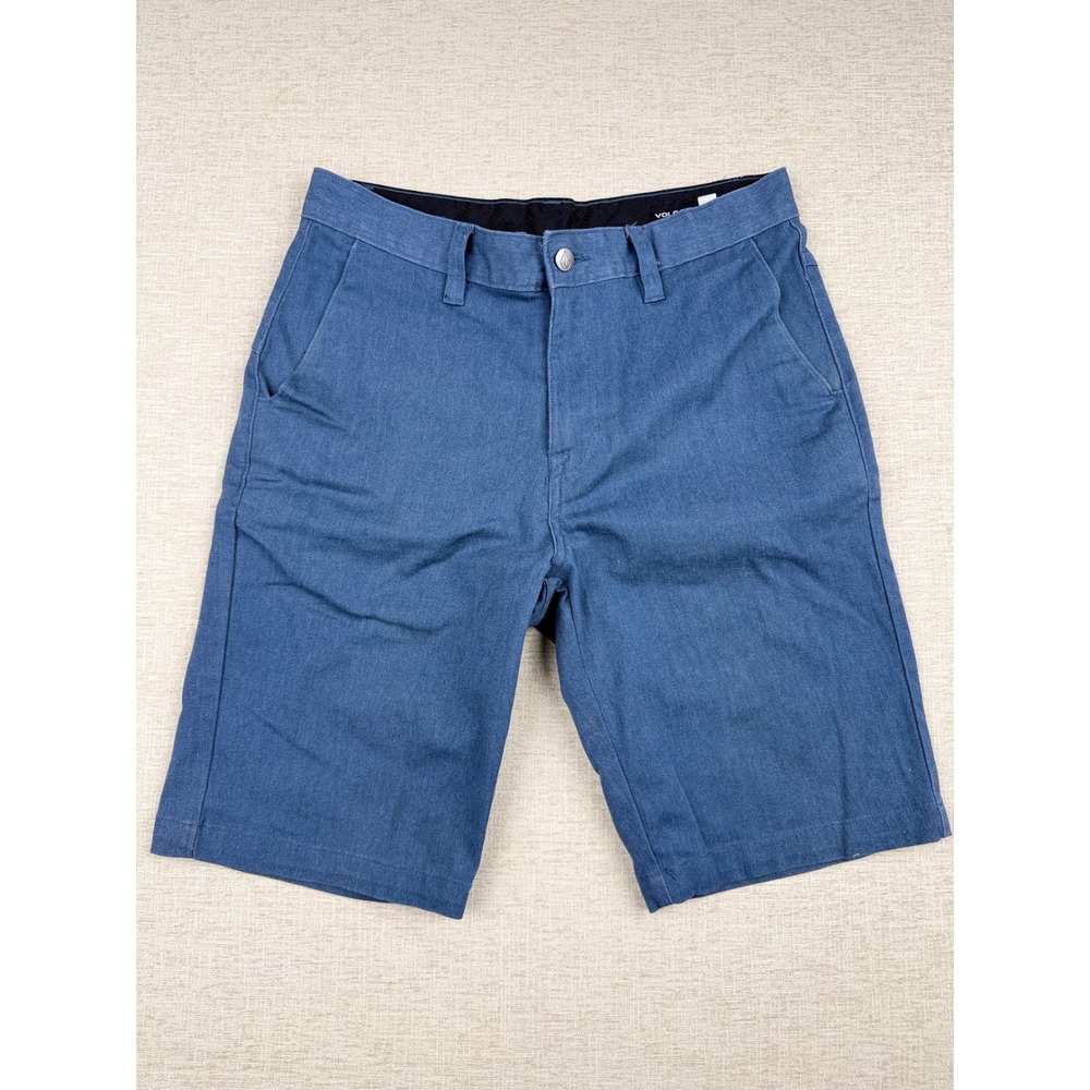 Volcom Mens Blue Chino Shorts Size 30 Flat Front Casual Skate Walking Shorts